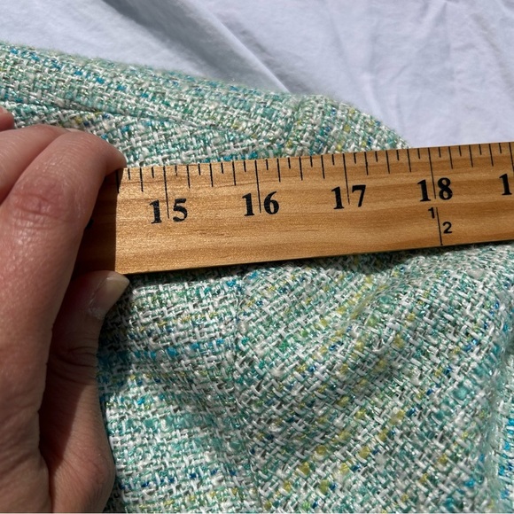 Green Tweed Blazer Jacket Size 16 Easter Spring Blue Old Money - Picture 6 of 9